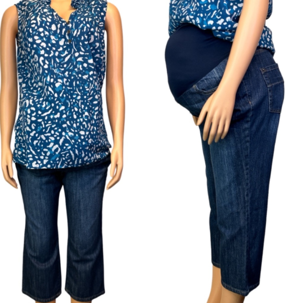 Liz Lange Maternity Jeans Capri Denim Blue Size 16
